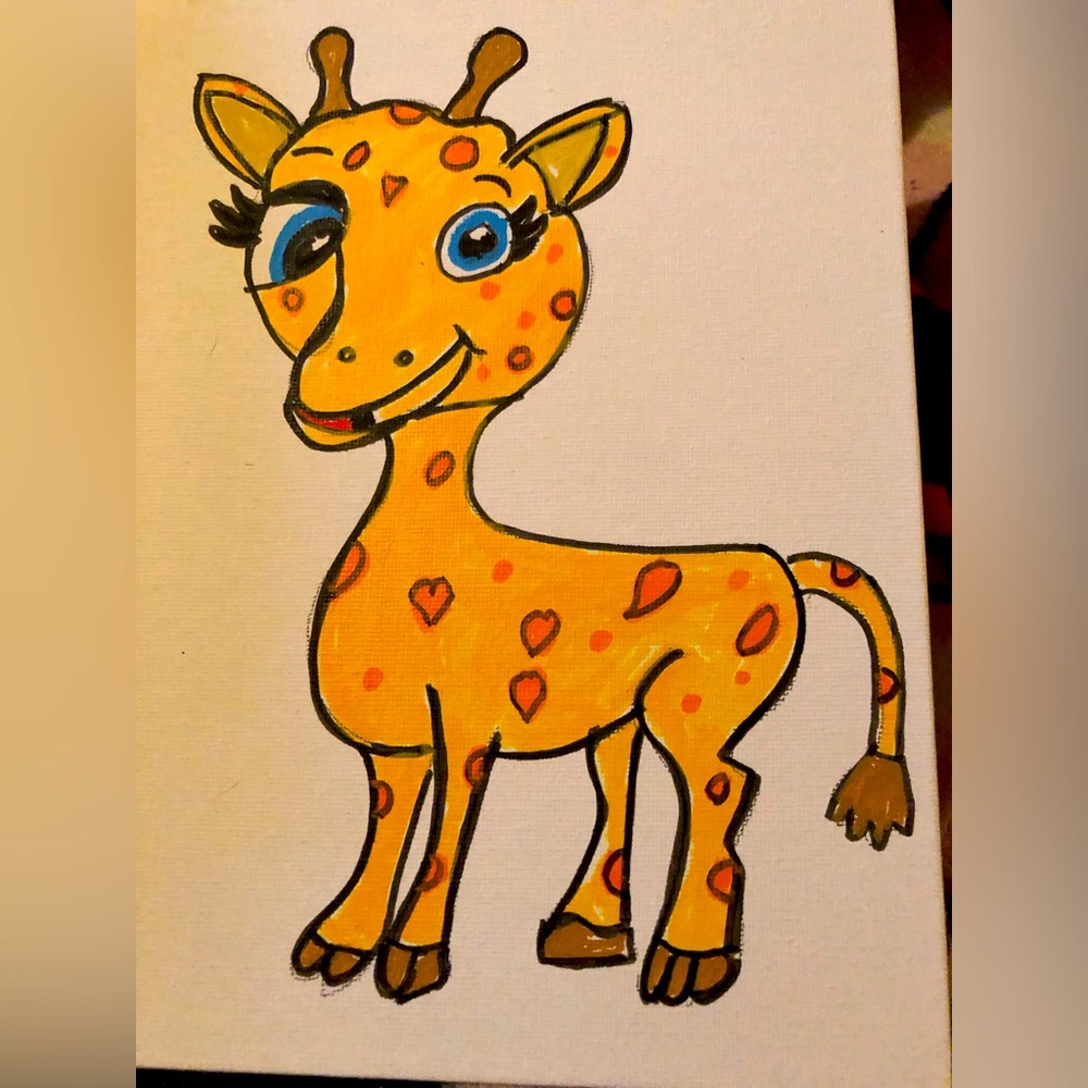 Cute Giraffe Art Print 8x10 panel canvas